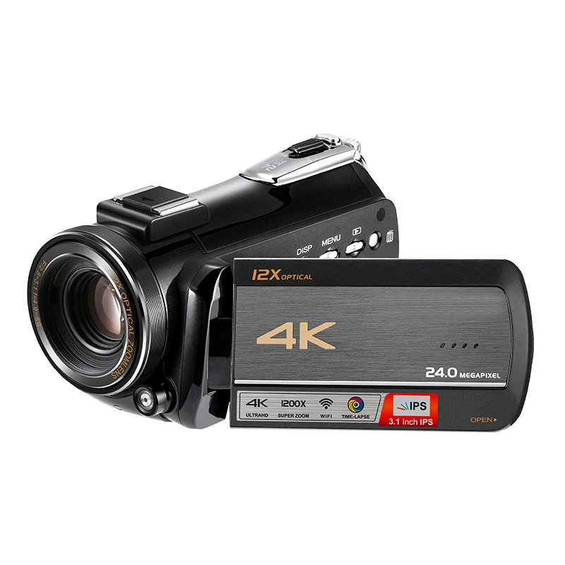 Цифровые видеокамеры Ordro AC5 4K UHD камкордеры с зумом 12X FHD 24 Мп Wi-Fi IPS сенсорным