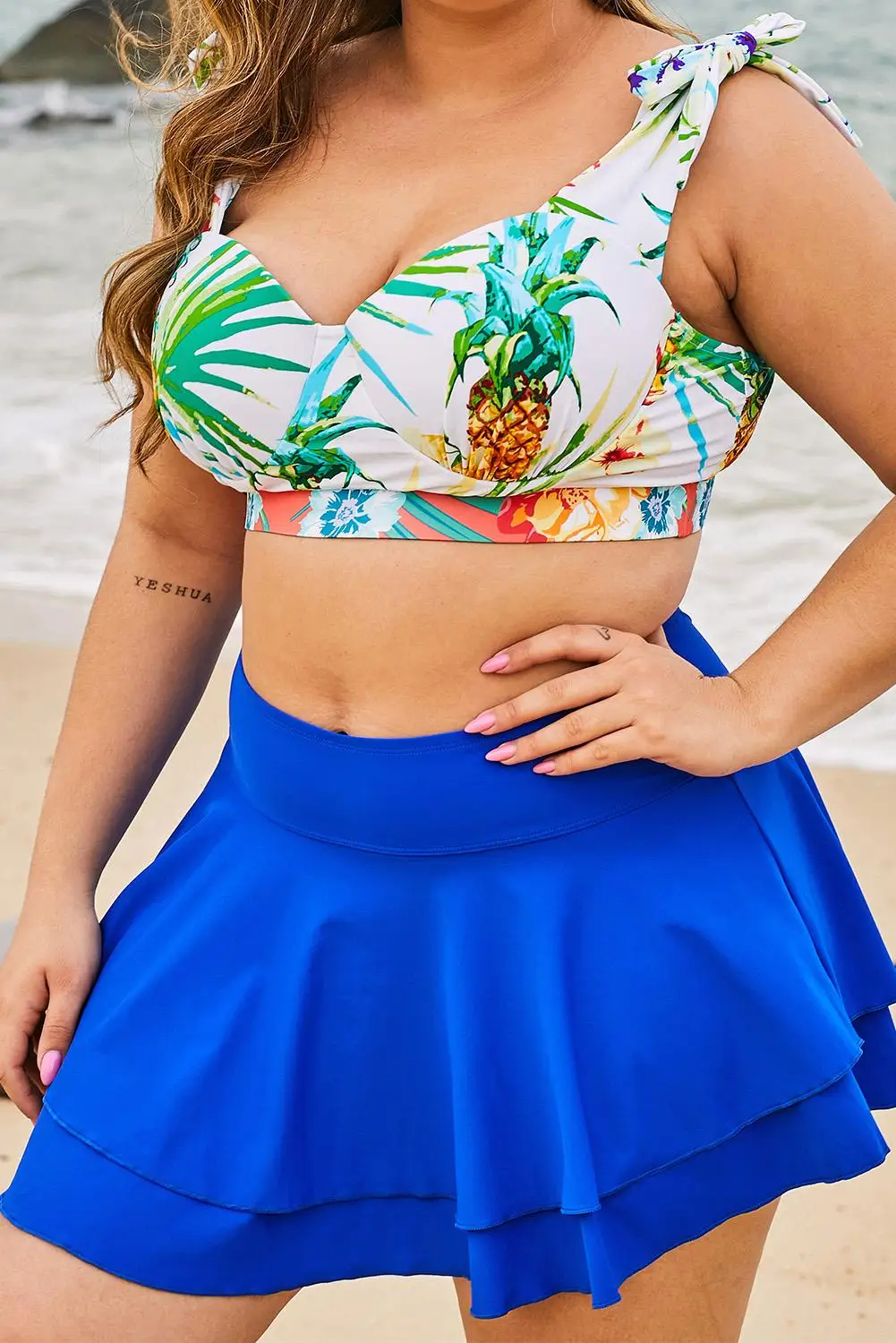 Пикантная двухслойная пляжная юбка с оборками бикини купальный костюм накидка