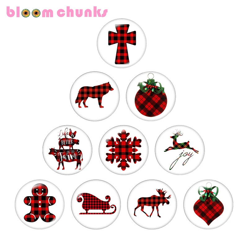 

Christmas 12mm/18mm/20mm/25mm Round glass cabochon flat back Making snap button B7267
