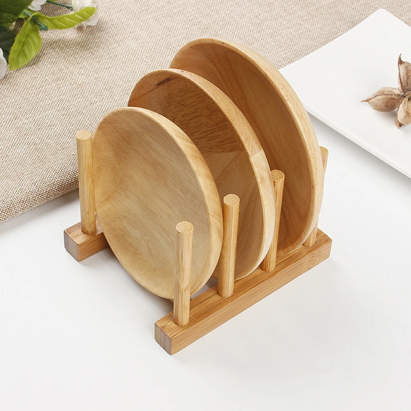 Новая бамбуковая полка для кухонных тарелок хранения кастрюль столовых приборов