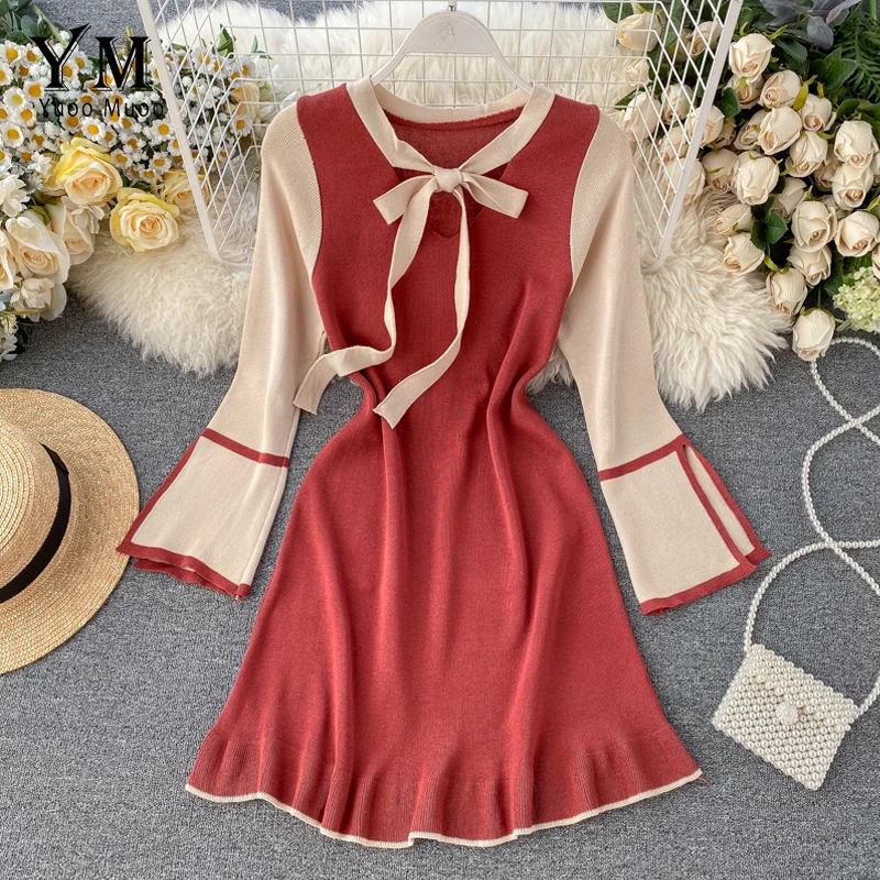 YuooMuoo весеннее платье женское милое Бандажное мини-платье с v-образным вырезом и