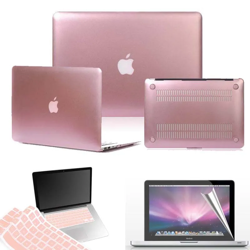 Rose Gold KK& LL Матовый Жесткий чехол для ноутбука, защитный чехол+ клавиатура+ экран для Apple MacBook Air Pro retina 11 12 13 15 - Цвет: Rose Gold