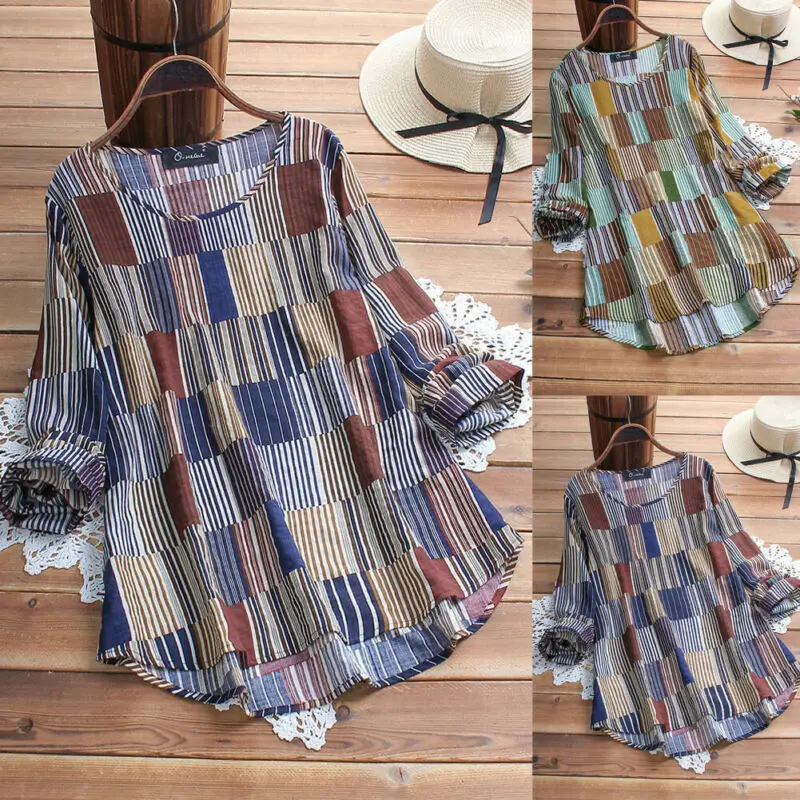 Блузка женская в полоску с V-образным вырезом свободная Свободные топы