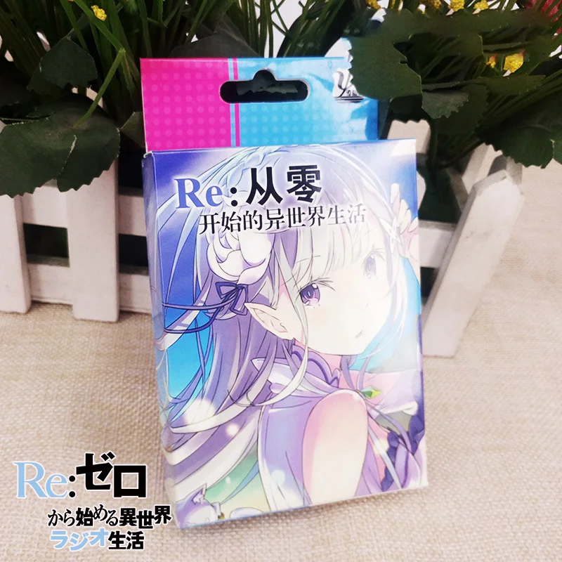 

54Pcs Re:life In A Different World From Zero Playing Cards Poker Rem Ram Anime Figure Desktop Games Party Toys for Kids