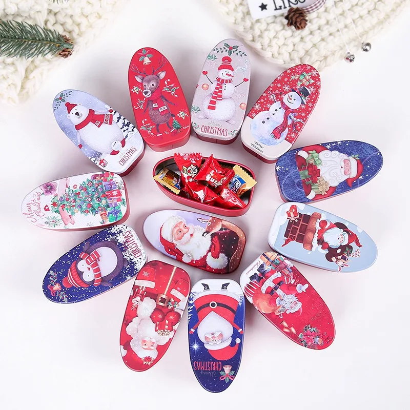 Рождественские Металлические Конфеты Банки подарочная упаковка Decoraive случае