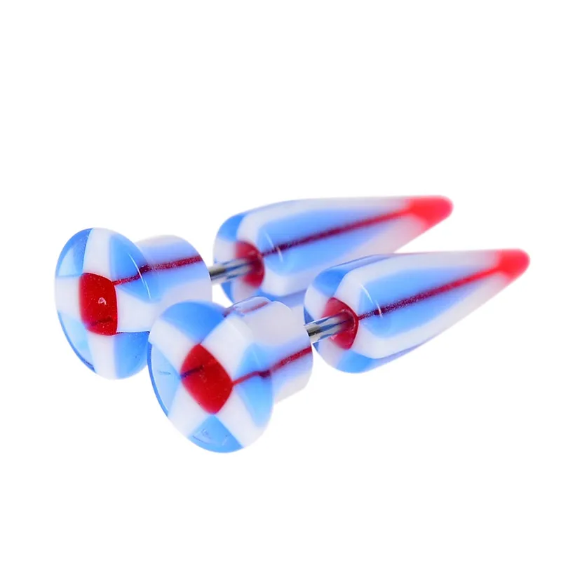 Pinksee 2pcs/lot Creative Candy Color Acrylic Stainless Steel Ear Piercings Profile Fake Plugs Puncture Body Jewelry | Украшения и