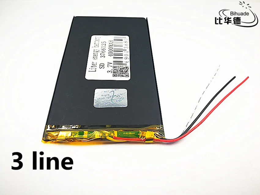 

3 line Liter energy battery Good Qulity 3.7V,4000mAH 3766125 Polymer lithium ion / Li-ion battery for tablet pc BANK,GPS,mp3,mp4
