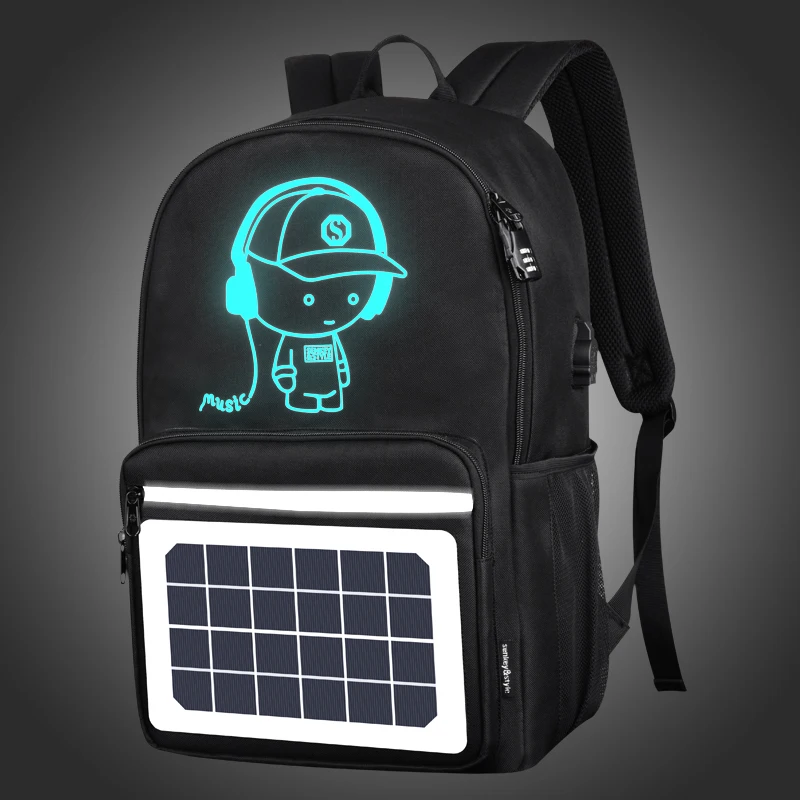 

SenkeyStyle Solar Energy USB Charging Men Backpacks High Quality Luminous School Backpacking for Boys Teenager Students Bags