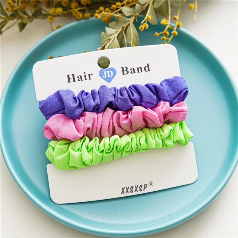 

3Pcs/Set Solid Color Women Silky Hair Scrunchies Set Pack Hairband Silk Satin Hair Rings Rubber Bands Ponytail Holders Hair Ties