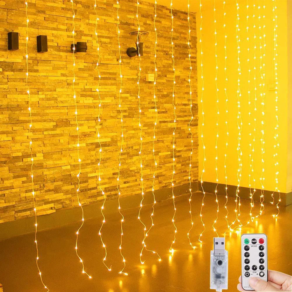 

3M LED Fairy Lights Garland Led Festoon Curtain Lamp Remote Control USB Curtains String Lights Christmas Decoration for Home
