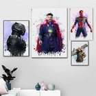 Акварельные картины Марвел, Железный человек, Человек-паук, холст, плакаты с Мстителями и принты, настенные картины для украшения комнаты, дома