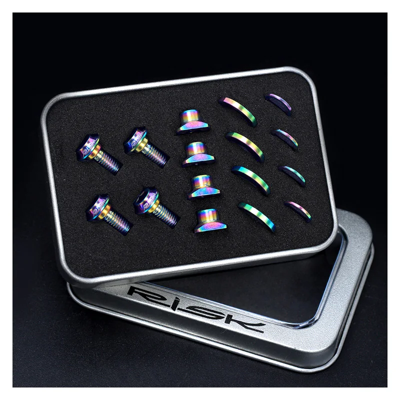 

RISK 16pcs/set Titanium Alloy Screws for UT/DA/105 Road Bike C Brake Shoes C Clamp V Brake Blots Nut Gasket Cycling Parts