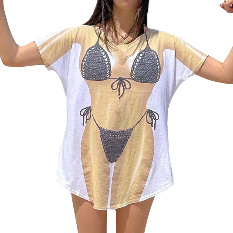 Fashion Printed Round Neck Short Sleeve Loose Fresh All-Match Woman Tshirts