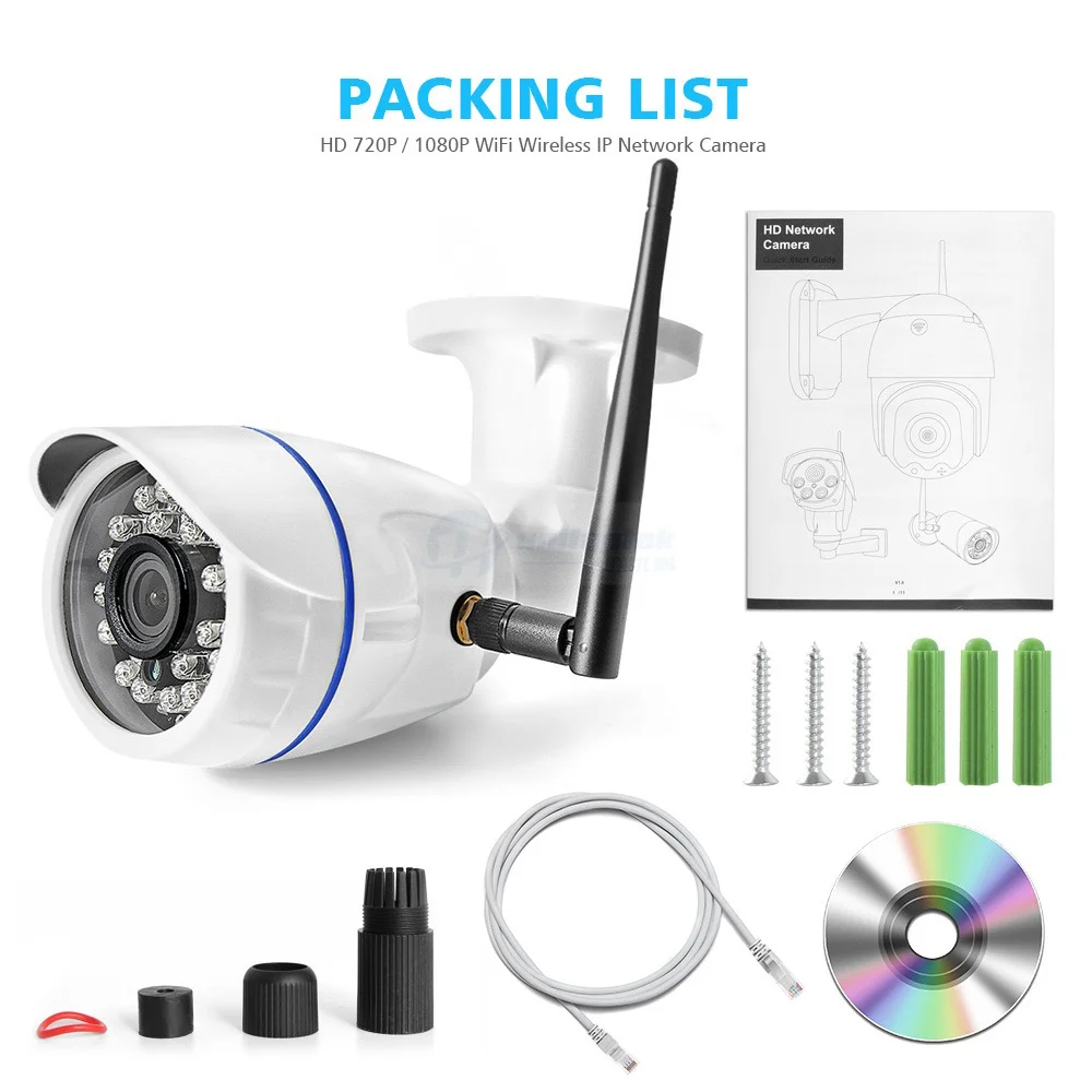 HD 720P 1080P Беспроводная ip-камера, Wi-Fi, уличная ONVIF CCTV видео, домашняя камера безопасности, цилиндрическая камера, TF слот для карт, приложение для ночного видения CamHi