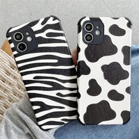 leather phone case for iphone 11 12 pro mini xs x max 6 6s 7 8 plus xr se 2020 soft tpu funda shell design zebra panda cow print