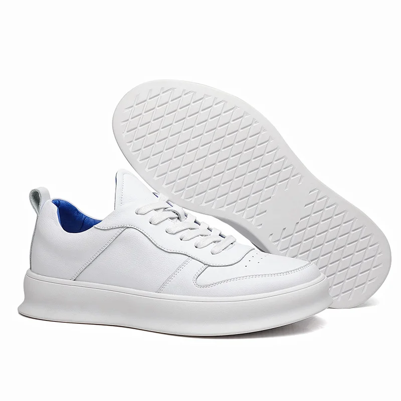 Мужские Белые Спортивные кроссовки из натуральной кожи мужская повседневная