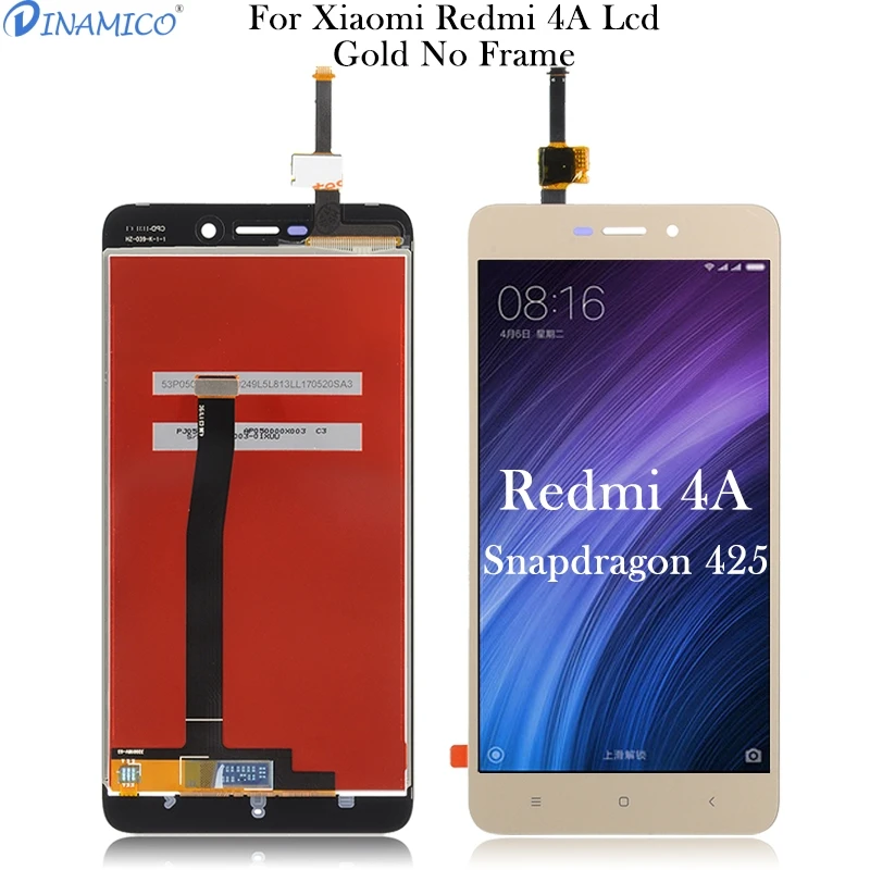 Dinamico, 1 шт., 5,0 дюйма, для Xiaomi Redmi 4A, ЖК-дисплей с сенсорной панелью, стеклянный экран, дигитайзер в сборе с рамкой - Цвет: Gold No Frame