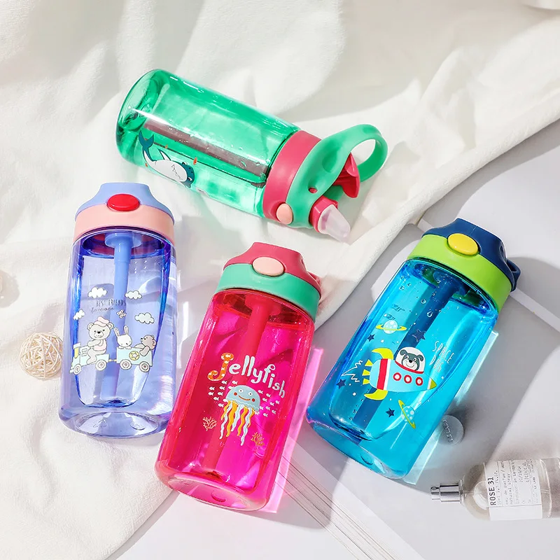 Детская чашка с соломинкой пластиковая бутылка для воды мультяшная сетка кувшин