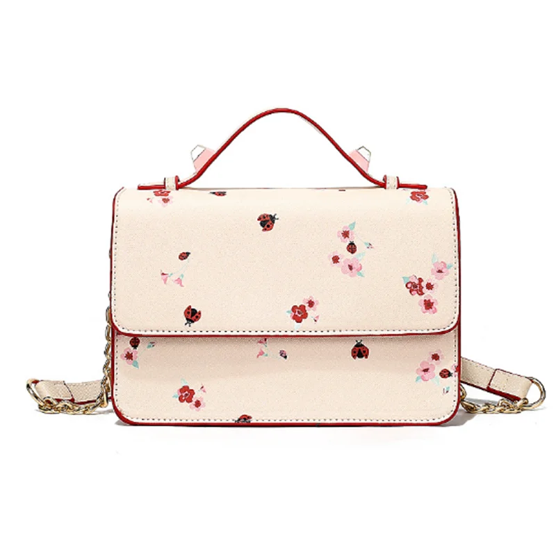 

2019 new women's bag simple pink print bag trend casual small square bag women's diagonal package