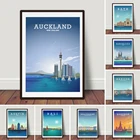 Оклендская печать новозеландского искусства Оклендский винтажный путешествия для гостиной домашний декор