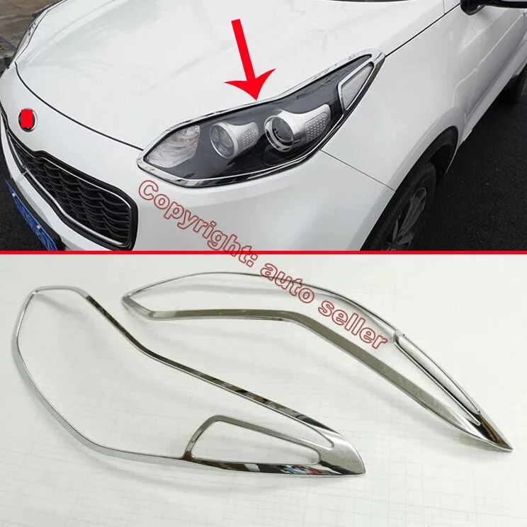 

ABS Chrome Decorate Front Head Light Headlight Lamp Cover Trim Molding Frame For KIA Sportage 2016 2017 2018