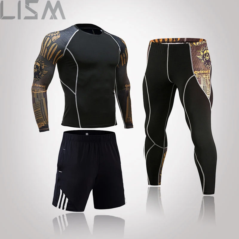 

Men's Autumn Sports Suit MMA Tights Men's Quick-Drying Sportswear Compression Clothing Fitness Training Thermal Underwear