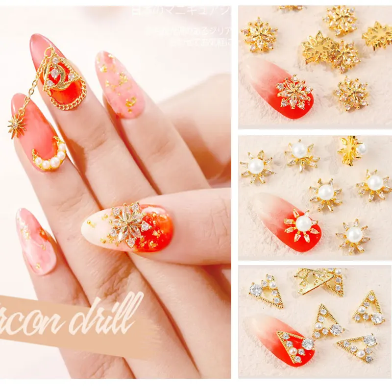 

The Latest 2 Pieces Pendant Chain 3D Alloy Bow Nail Art Zircon Pearl Metal Nail DIY Accessories Decorative Nail