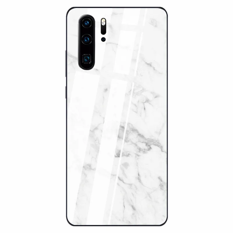 01 Tempered Glass Case For Huawei 9 10 Lite 8X 8X MAX White Marble Phone Cases For Nova 3 P-smart-Z P30 P20 Lite MATE 20 LITE Funda - Цвет: 01