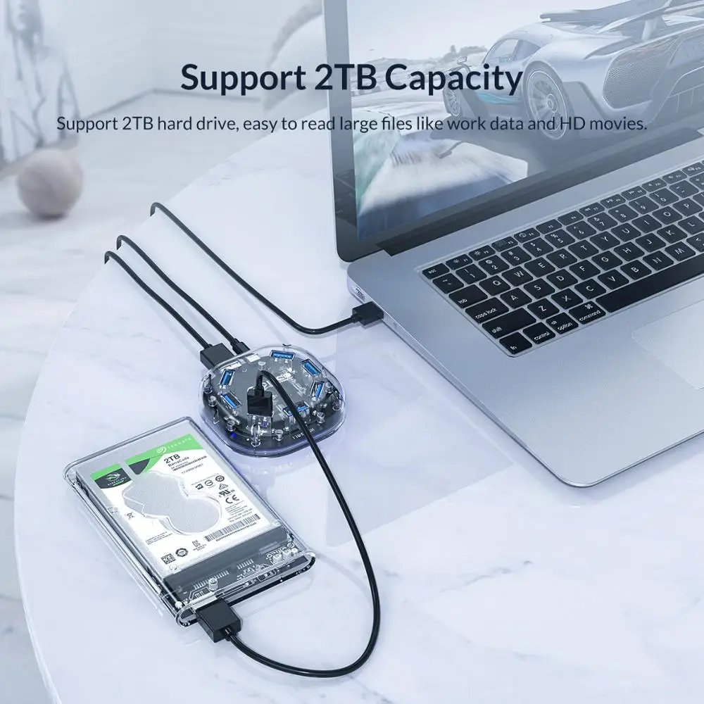 Прозрачный Концентратор ORICO с 4 7 портами USB 3 0 многоканальный разветвитель