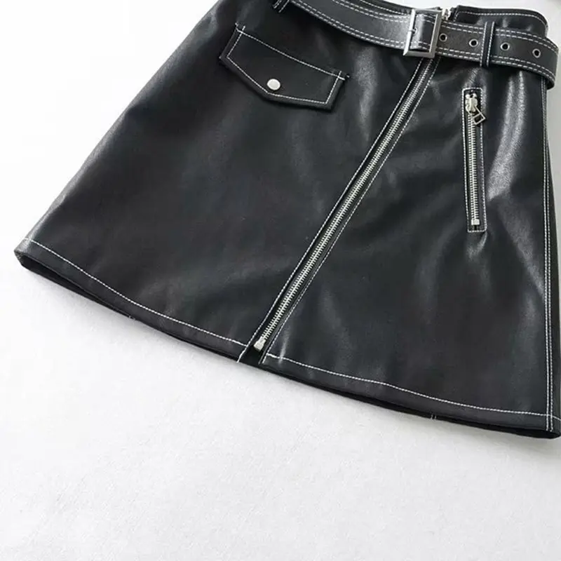 Sisjuly лето осень женские юбки в Корейском стиле из искусственной кожи уличная
