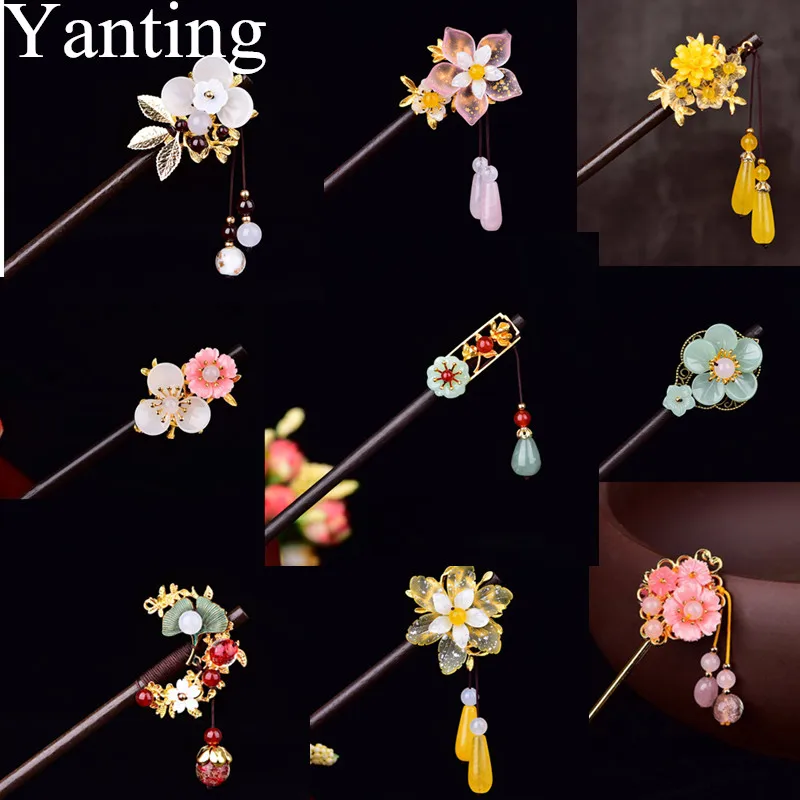 Yanting Ручной работы Роскошные Волосы Палки Женщины Нефритовые Заколки Свадебная Невеста Головные Уборы Этнические Значки Ювелирные Аксессуары Подарок.