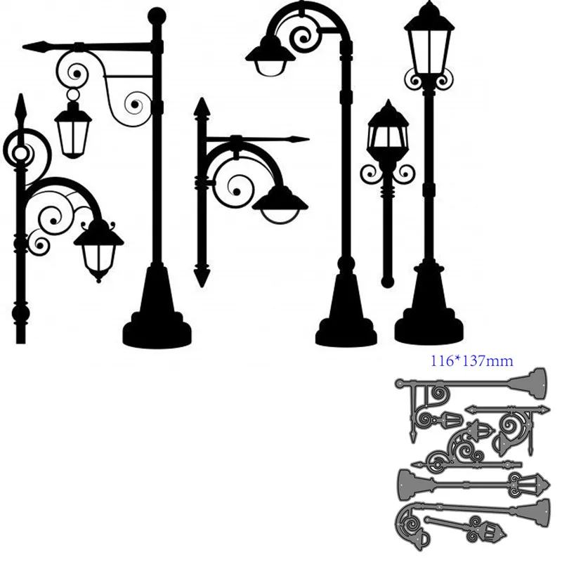 

Metal Cutting Dies Cut Mold Street lamp Decoration Scrapbook Paper Craft Knife Mould Blade Punch Stencils