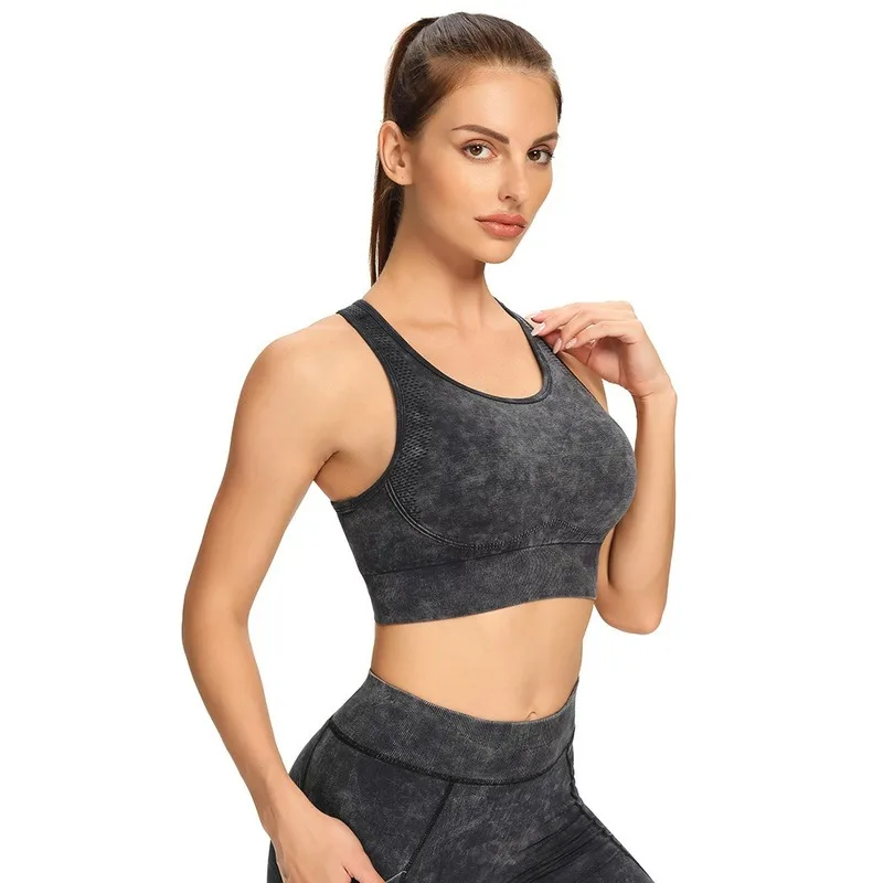 

Seamless New Yoga Bra Female Running Sports Underwear Sand Wash Tight Fitness Vest Top Yoga Suit