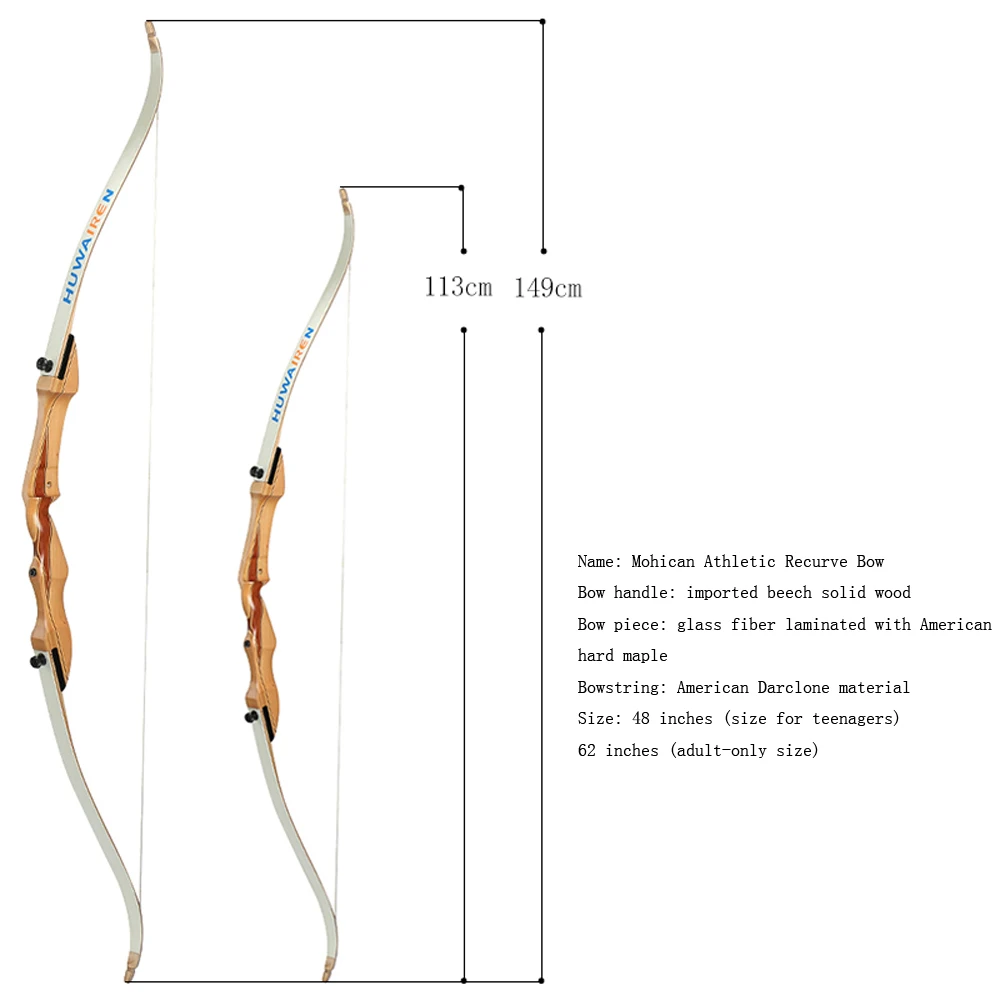 

10-36 lbs 62 & 48 inch Archery Target Recurve Bow Sports Shooting Laminated Wood Fiberglass Hunting Bow Take-Down Bow