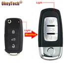 OkeyTech 3 кнопки модифицированный дистанционный пульт дистанционного Управление брелок для ключей с кожаной крышкой для VW VOLKSWAG Caddy Golf Jetta Жук MK6 Polo Tiguan