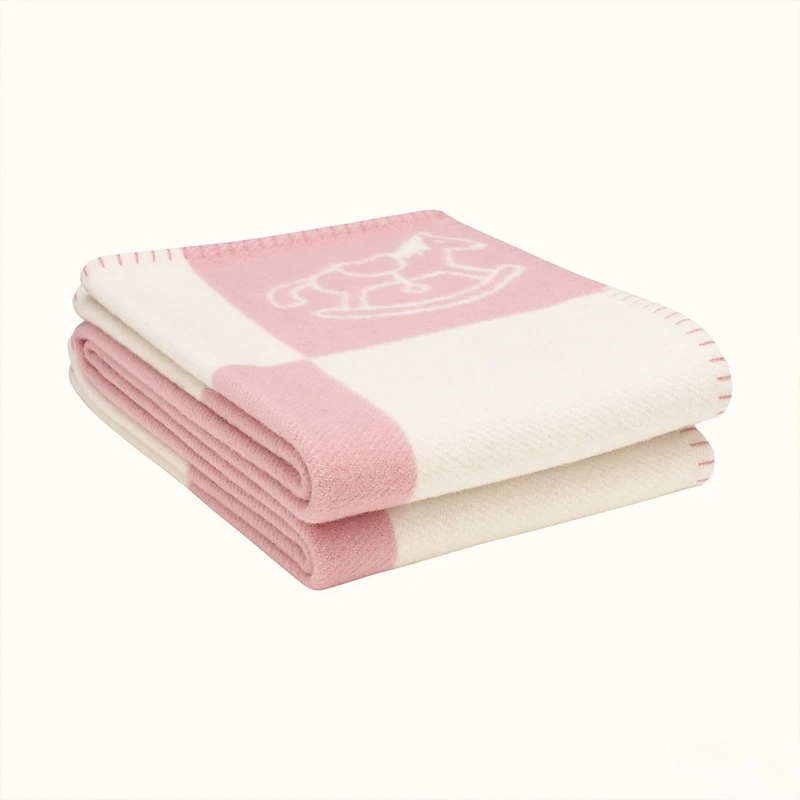 

130*180cm new plaid pony cashmere blanket baby blanket pink and blue soft wool shawl portable warm sofa cover knitted blanket