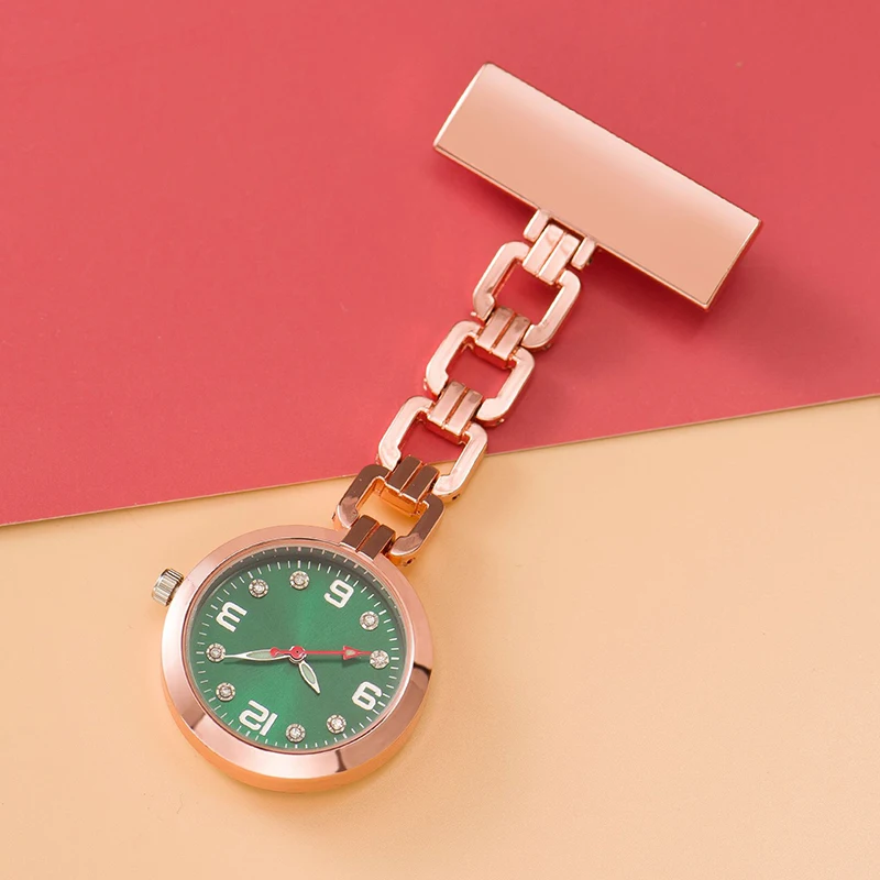 Nurse Watch Breast Medical Care Diamond Green Plate Luminous Lettering Pin Exam Hospital Gift Doctor Pocket Watch Dropshipping