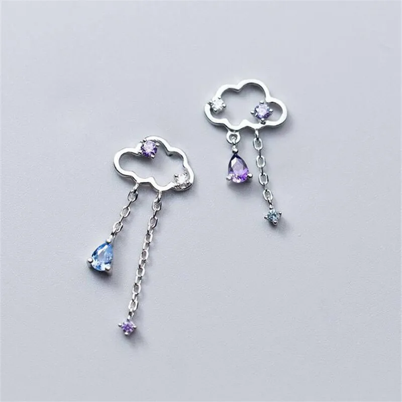 Женские винтажные сережки OBEAR циркониевые с цветными облаками модные покрытием