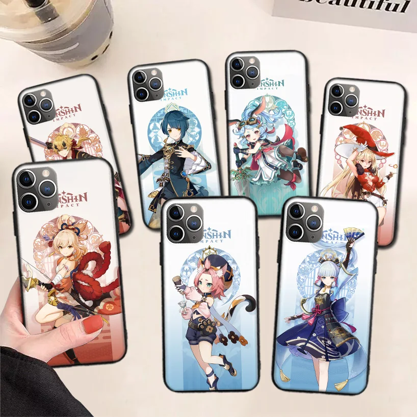 

Anime Genshin Impact Phone Case For iPhone 13 Pro Max 11 12 Pro XS Max XR X 7 8 6 6S Plus 13 Mini SE 2020 Back Cover Coque Funda