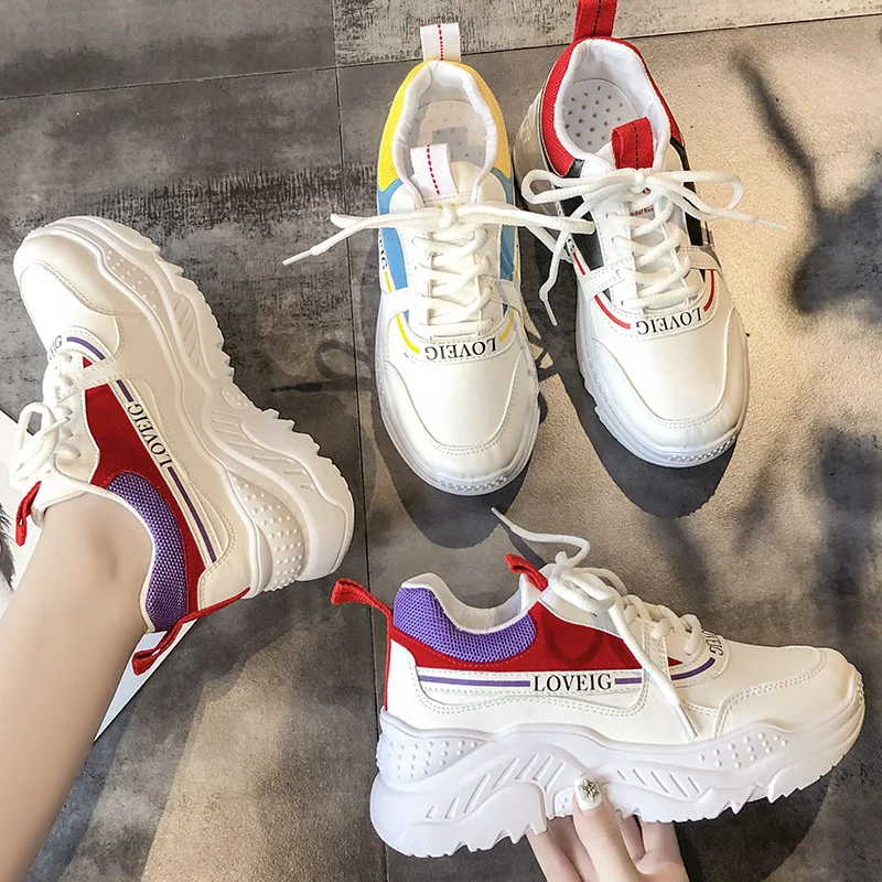 Женские кроссовки на платформе белые повседневная обувь 2019|Женские и кеды| |