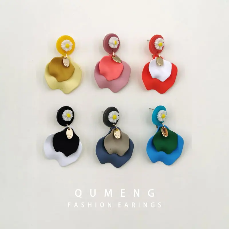 

Женские серьги-гвоздики QUMENG, с цветком, в Корейском стиле, 2020