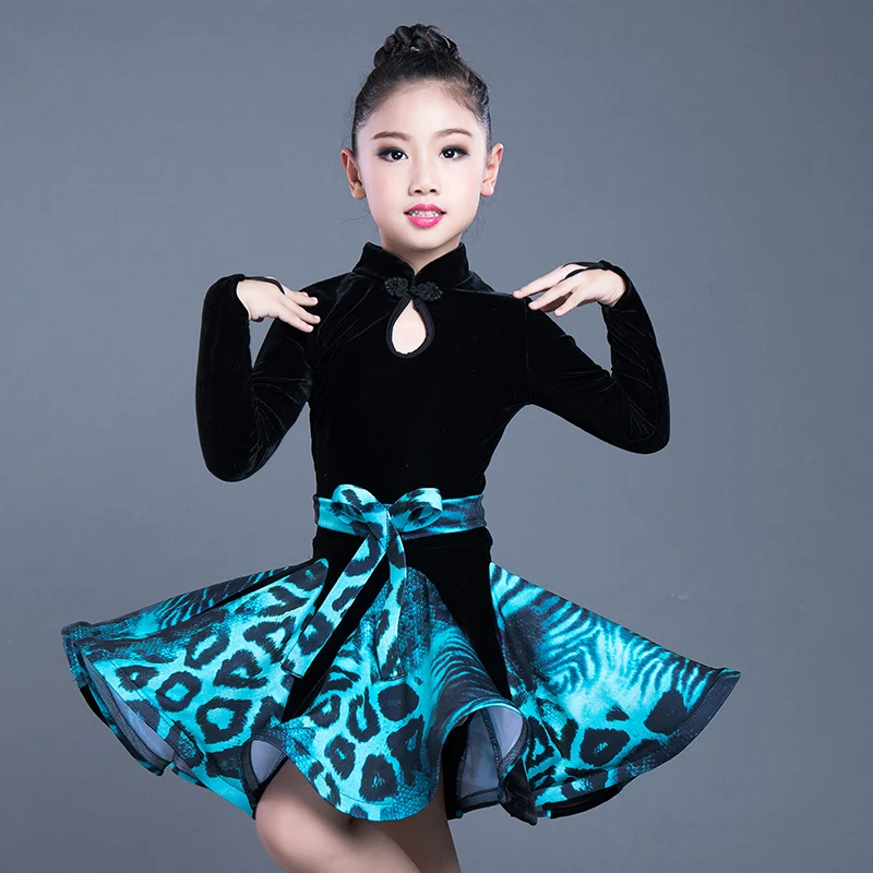 

New Girls Dancewear long sleeve Latin Dance Dress Children Dance Performance Competition Standard Dress Kids Dance Costumes