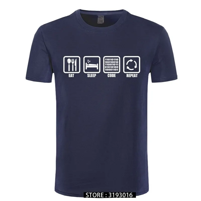 

Eat Sleep Code Repeat Gift for Geek Programmer Hacker T Shirt Tshirt Men Cotton Short Sleeve T-shirt Top Camiseta