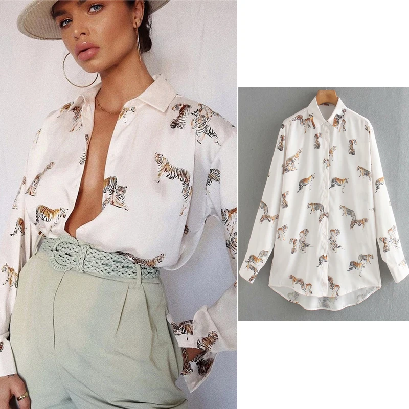 

women satin blouse long sleeve zebra print shirts vintage office ladies tops femme chandails za 2020 fashion blusa de mujer ins