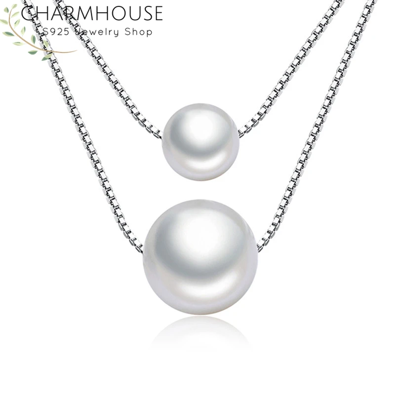 Жемчужные ожерелья для женщин двухслойный жемчуг кулон ожерелье цепочки с