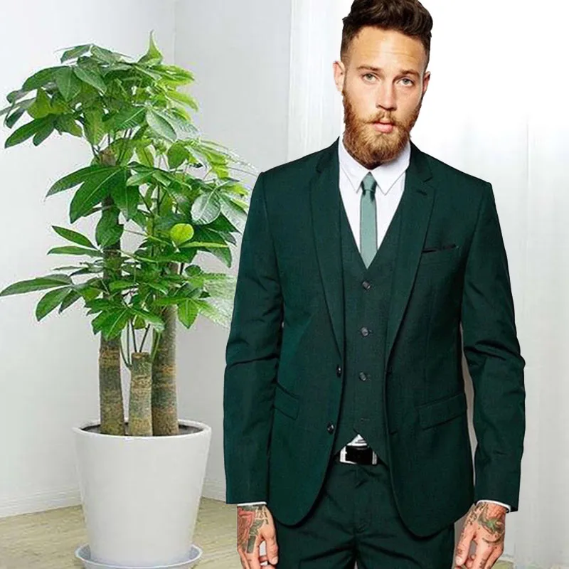 Новейший дизайн пальто и брюк темно зеленый повседневный мужской костюм 2020