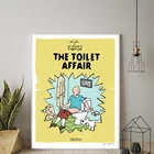 Настенные плакаты и принты Приключения Тинтина, классические комиксы, забавная Картина на холсте в туалете, современные настенные картины, декор для ванной комнаты и дома