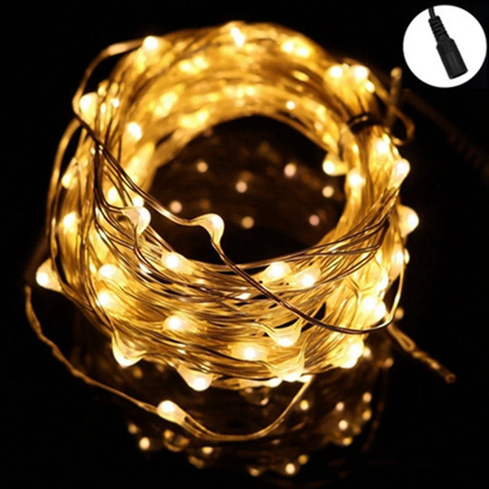 

Светодиодная гирлянсветильник с медной и серебряной проволокой, 10 м, 100 светодиодов