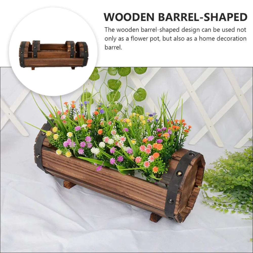 

2PCS/Set Half Garden Planter Wooden Box Rustic Flower Pot Plants Box