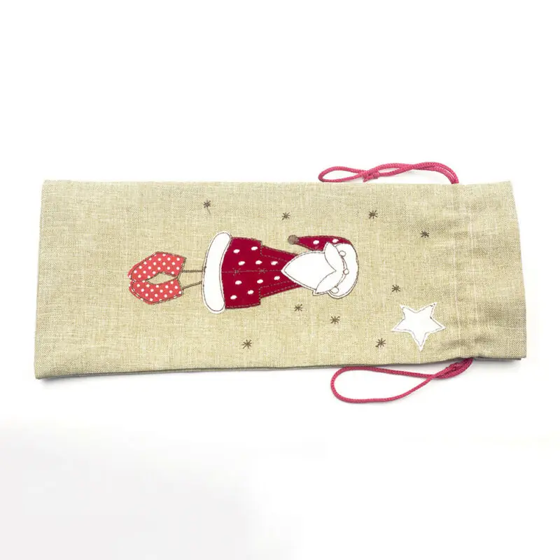 Рождественский подарок мешок для защиты от пыли бутылки вина льняная простая